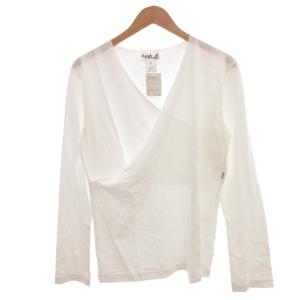 タグ付き Tシャツ ロンT 1 白 ホワイト Vネック 長袖 ラップデザイン /NL ECG006