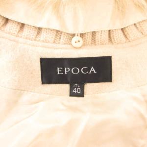 EPOCA ケープ ポンチョ 40 ベージュ ファー襟 フリンジ ジップアップ フォックス毛皮 /NU ECG006