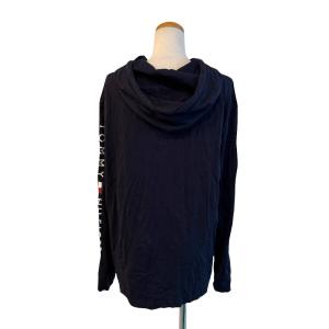 TOMMY HILFIGER トレーナー 薄手 コットンニット カットソー フーディー プルオーバー パーカー L/G 紺 ネイビー