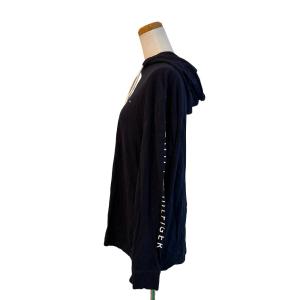 TOMMY HILFIGER トレーナー 薄手 コットンニット カットソー フーディー プルオーバー パーカー L/G 紺 ネイビー