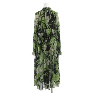 sov. フラワーシフォンプリーツワンピース ロング丈 36 緑 グリーン マルチカラー 花柄 /SX ECF006