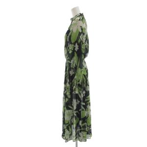 sov. フラワーシフォンプリーツワンピース ロング丈 36 緑 グリーン マルチカラー 花柄 /SX ECF006
