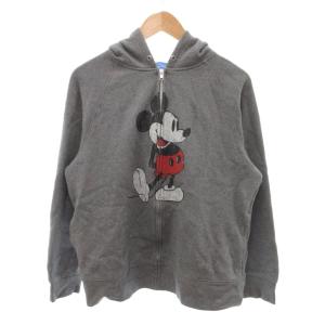 RESORT 美品 パーカー L グレー ミッキーマウスプリント ジップアップ 長袖 /SJ ECF006