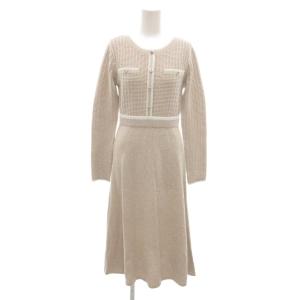 美品 ワンピース ニット FR ベージュ ラウンドネック 長袖 ロング丈 /SJ ECF006