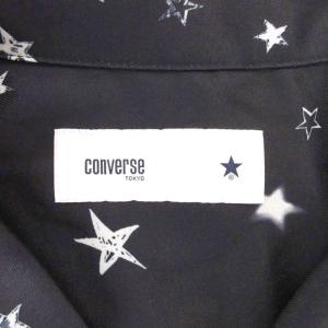 CONVERSE 開襟シャツ 黒 ブラック 星柄 半袖 /OB ECF006