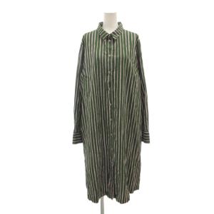 marimekko マリメッコ-シャツワンピース ストライプ ロング 長袖 36 青