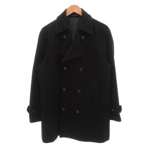 美品 ピーコート ダブルブレスト アンゴラ 46 黒 ブラック ミドル丈 /SJ ECF006