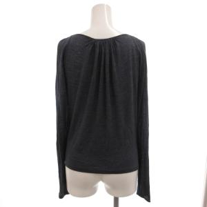 Drawer 美品 カットソー シルク混 長袖 1 スクエアネック フリル グレー系 /KB ECF006