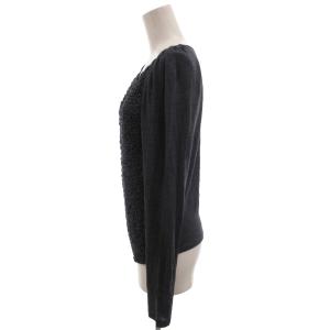 Drawer 美品 カットソー シルク混 長袖 1 スクエアネック フリル グレー系 /KB ECF006