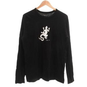 Tシャツ T3 黒 ブラック クルーネック 長袖 リザードプリント /SC ECF007