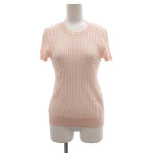 Tシャツ M ピンク 桃色 絹 シルク リブ編み ラウンドネック 半袖 /SC ECF007