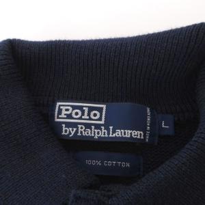 POLO RALPH LAUREN ニット ポロシャツ ロゴ刺繍 半袖 L 紺 ネイビー /SX ECG007