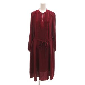 ソリッドカラージョーゼット ワンピース 長袖 ミモレ ロング 40 ボルドー OP.PS.KW.0905