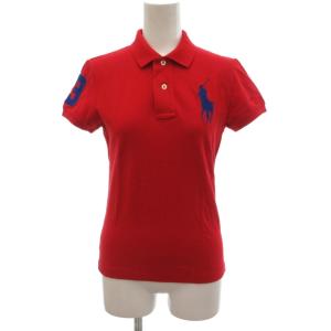 美品 THE SKINNY POLO ポロシャツ 鹿の子 半袖 M ポロカラー ビッグポニー刺繍 赤 レッド