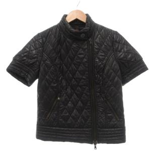 40CARATS&525 ライダースジャケット 上着 M 黒 ブラック キルティング 半袖 スタンドカラー