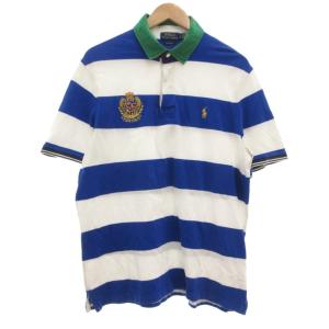 ポロシャツ CLASSIC FIT 半袖 ボーダー L 緑 グリーン 青 ブルー 白 ホワイト /ML