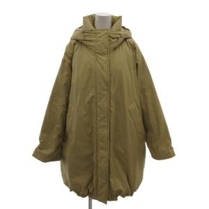 美品 ダウンコート フーデッド モッズコート 比翼仕立て ドローコード 36 ベージュ /MX