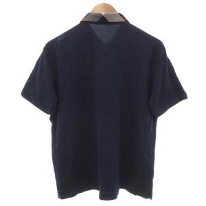BLACK LABEL CRESTBRIDGE 美品 鹿の子ポロシャツ 半袖 LL 紺 ネイビー 台襟 チェック柄 /JI ECG007