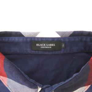 BLACK LABEL CRESTBRIDGE 美品 鹿の子ポロシャツ 半袖 LL 紺 ネイビー 台襟 チェック柄 /JI ECG007