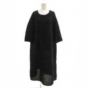 ワンピース ロング丈 M 黒 ブラック クルーネック 七分袖 /SC ECF007