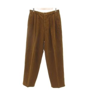 美品 コーデュロイパンツ タック テーパード ジップフライ L 茶 ブラウン /OB