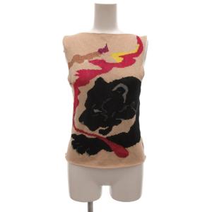 MAGLIA 美品 ヴィンテージ ニット カットソー ノースリーブ シルク 44 ボートネック パンサーモチーフ
