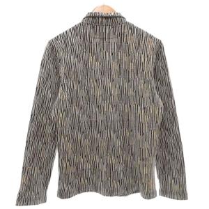 M.K HOMME 美品 シャツ ジャケット 長袖 48 レギュラーカラー 総柄 白 ホワイト 紺 ネイビー /KB ECF007