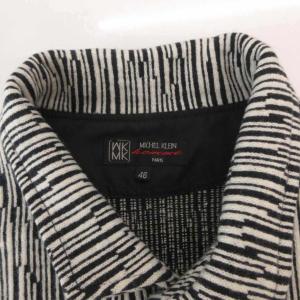 M.K HOMME 美品 シャツ ジャケット 長袖 48 レギュラーカラー 総柄 白 ホワイト 紺 ネイビー /KB ECF007