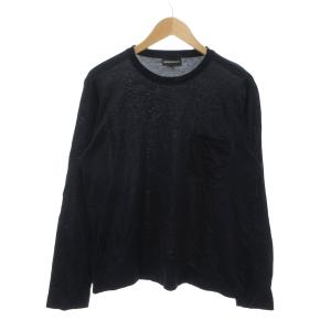Tシャツ ロンT L 紺 ネイビー クルーネック 長袖 胸ポケット /NU ECF007