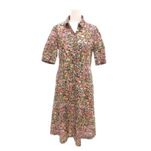 美品 シャツワンピース 38 マルチカラー 花柄 襟 半袖 /IL GY80