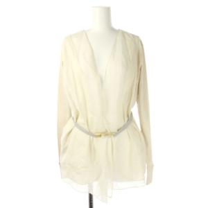 カーディガン リブ切替 ベルト付き ベージュ