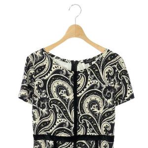 ETRO ワンピース ひざ丈 ペイズリー 総柄 半袖 44 黒 アイボリー カーキ