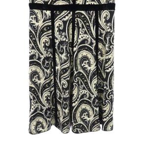 ETRO ワンピース ひざ丈 ペイズリー 総柄 半袖 44 黒 アイボリー カーキ