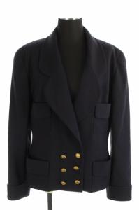 CHANEL セットアップスーツ ダブルジャケット ココマークボタン ネイビー