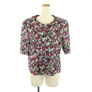 Leilian セットアップ 上下 ヴィンテージ ノーカラージャケット 半袖 フレアスカート ロング 花柄 15+ マルチカラー