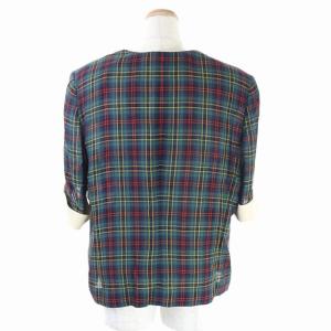 Leilian スーツ セットアップ 上下 ヴィンテージ チェック ジャケット ノーカラー 半袖 スカート タイト 膝丈 リネン混