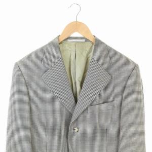 Ermenegildo Zegna SUPER100S ウール テーラードジャケット 背抜き 3B チェック 48 ベージュ 紺