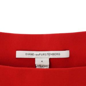 DIANE von FURSTENBERG ワンピース ノースリーブ タイト タック 膝丈 スクエアネック 4 赤