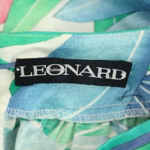 LEONARD ワンピース 花柄 ヴィンテージ 総柄 半袖 ミモレ丈 ロング L 白 マルチカラー 