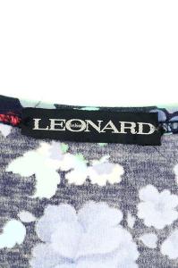 LEONARD ワンピース 花柄 ゴールド金具 リボン ネイビー