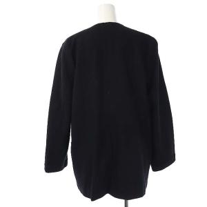 YVES SAINT LAURENT スーツ セットアップ 上下 ノーカラージャケット タイトスカート ひざ丈 銀ボタン ウール黒 ブラック