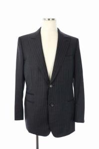 HERMES スーツ セットアップ ロゴ総裏地 2B 52 チャコールグレー 青