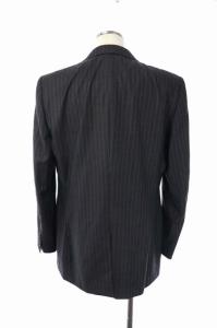 HERMES スーツ セットアップ ロゴ総裏地 2B 52 チャコールグレー 青