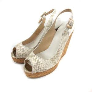 サンダル ウェッジソール オープントゥ 21.5cm アイボリー