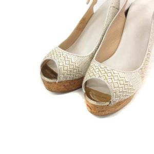 JIMMY CHOO サンダル ウェッジソール オープントゥ 21.5cm アイボリー