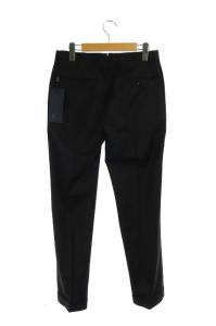 INCOTEX パンツ スラックス SUPER100's ロールアップ ワンタック スリムフィット 44 黒 ブラック