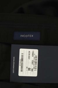 INCOTEX パンツ スラックス SUPER100's ロールアップ ワンタック スリムフィット 44 黒 ブラック