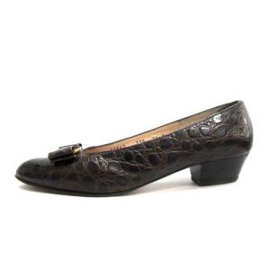 Salvatore Ferragamo ヴァラリボンパンプス 7.5C ブラウン