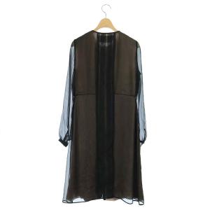 VALENTINO ワンピース シャツ ノーカラー 長袖 膝丈 シルク レース 黒