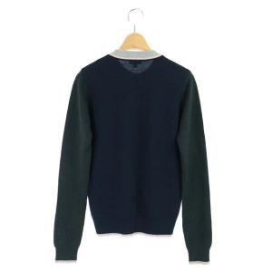 KENZO TIGER カーディガン ニット 長袖 ロゴワッペン ウール XS 紺 グレー ネイビー